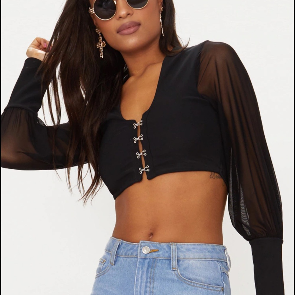 Mesh long sleeve top